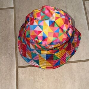 Colorful Geometric Reversible Black Bucket Hat Womens One Size Fits Most
